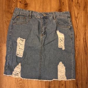 Ripped Jean Skirt